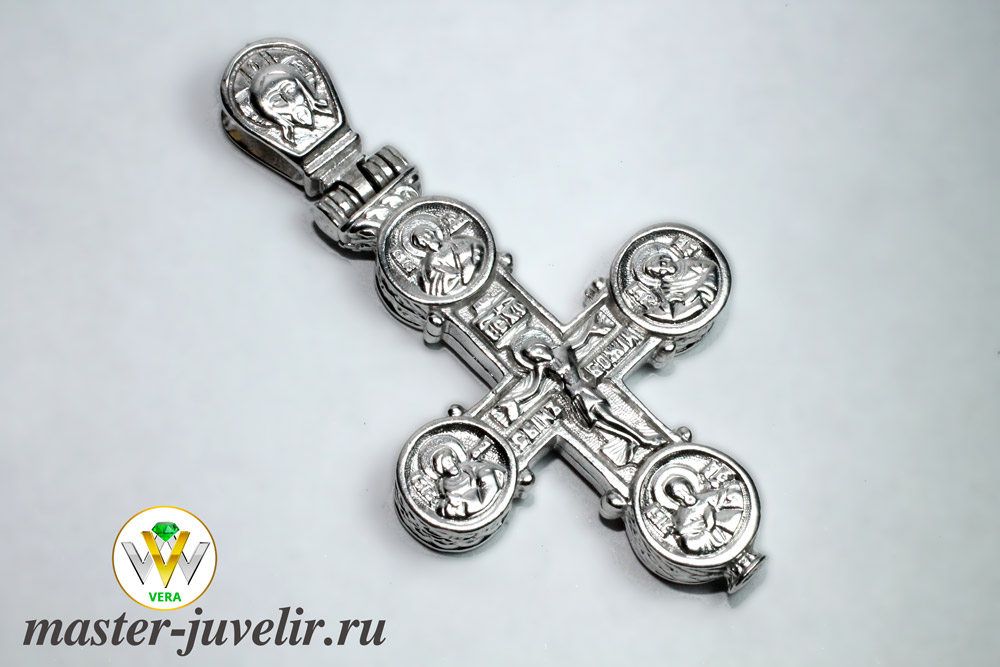 Купить серебряный крестик с образами двусторонний открывающийся в ювелирной мастерской