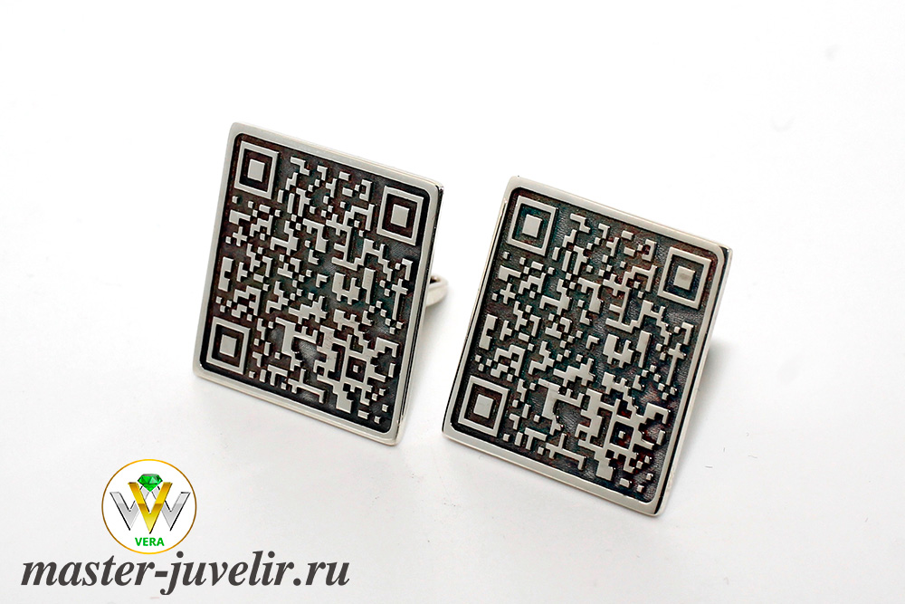 Купить запонки серебряные qr код в ювелирной мастерской