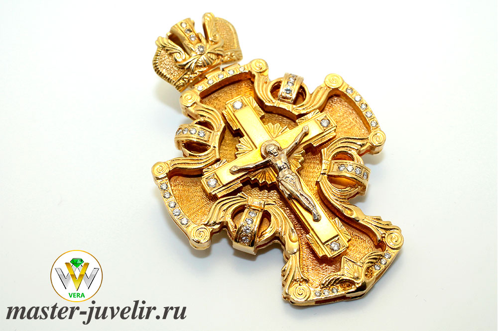 Купить золотой крест нательный с бриллиантами в ювелирной мастерской