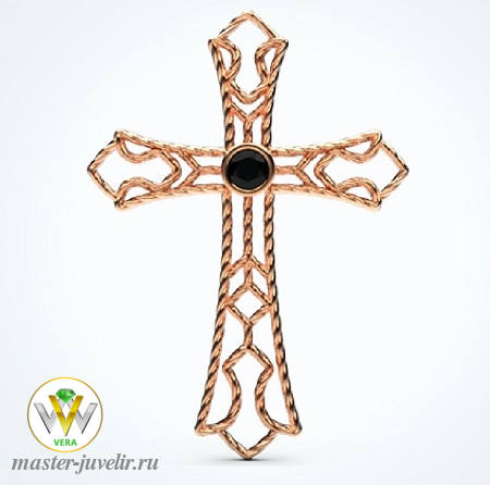 Купить филигранный крестик декоративный в золоте в ювелирной мастерской