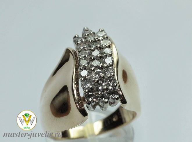 Купить кольцо из белого золота 585 пробы с бриллиантами  в ювелирной мастерской