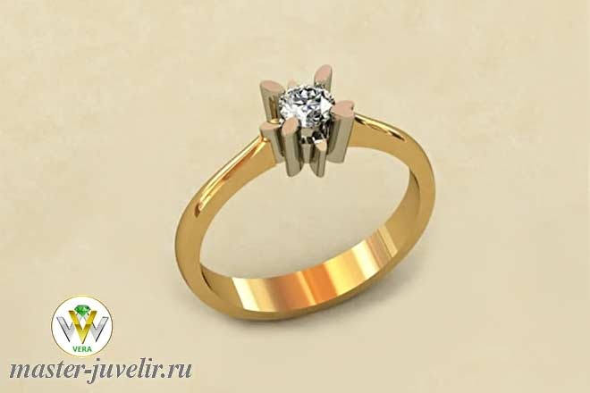 Купить золотое кольцо помолвочное с бриллиантом в необычном кастике из белого золота в ювелирной мастерской