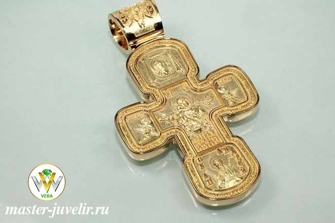 Купить крест нательный с образами из золота 750 пробы в ювелирной мастерской
