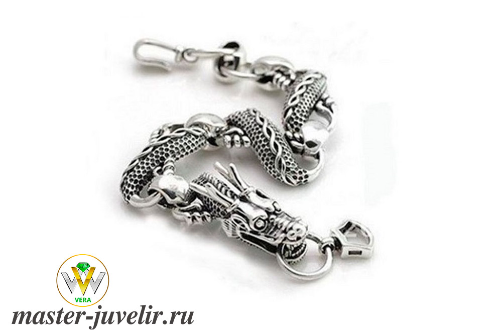Купить необычный серебряный браслет дракон в ювелирной мастерской