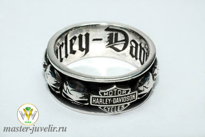 Купить серебряное кольцо harleydevidson  в ювелирной мастерской