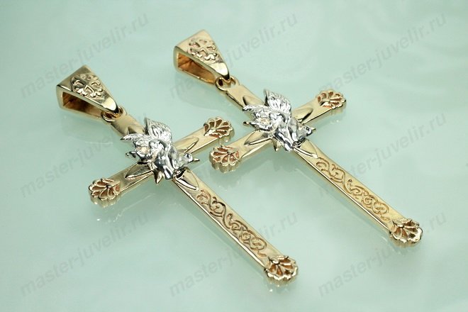 Купить крестик нательный комбинированный из золота и серебра в ювелирной мастерской