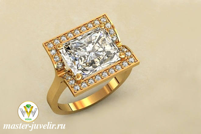 Купить  кольцо из золота с горным хрусталем и фианитами в ювелирной мастерской