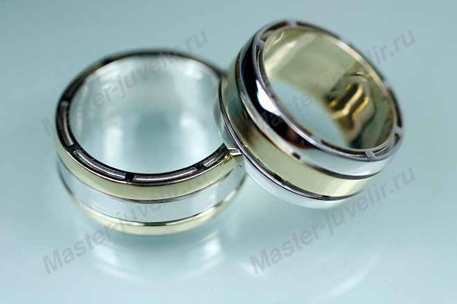 Купить двухцветные обручальные кольца из желтого и белого золота в ювелирной мастерской