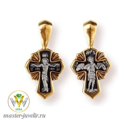 Купить православный крестик распятие христово архангел михаил в ювелирной мастерской