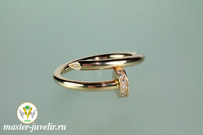 Купить дизайнерское золотое кольцо гвоздь с бриллиантами в ювелирной мастерской