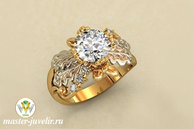 Купить кольцо женское из комбинированного золота с топазами  в ювелирной мастерской