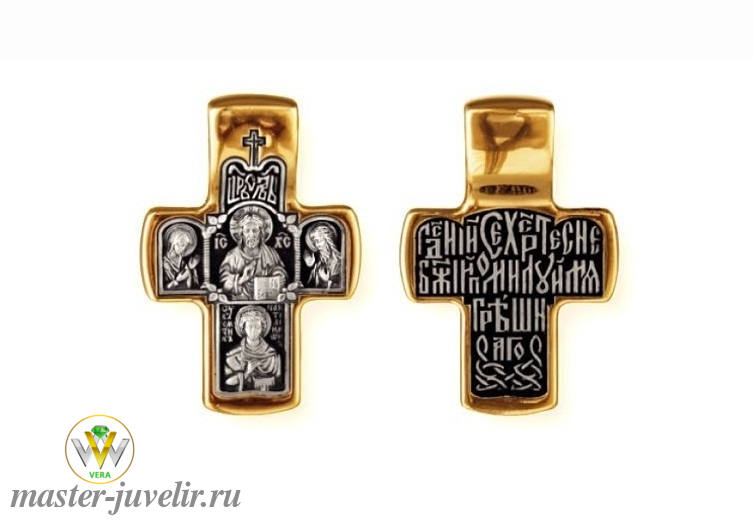 Купить православный крестик господь вседержитель деисус вмч. пантелеимон целитель в ювелирной мастерской