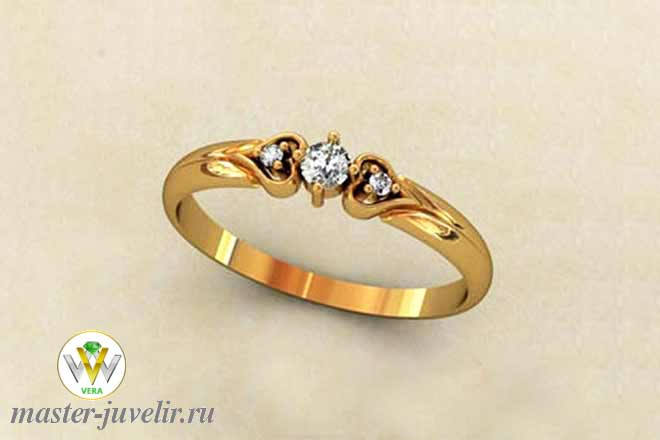 Купить помолвочное кольцо сердца с бриллиантами в ювелирной мастерской