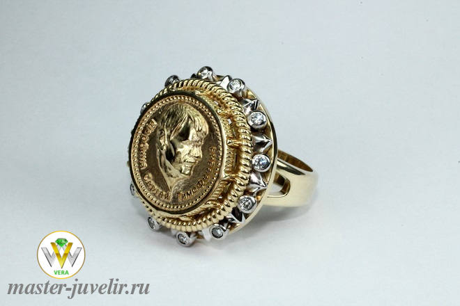 Купить эксклюзивный золотой именной перстень с бриллиантами  в ювелирной мастерской