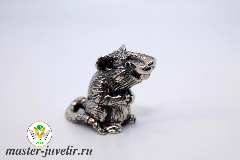 Купить сувенир талисман серебряная крыска ждущая потомство  в ювелирной мастерской