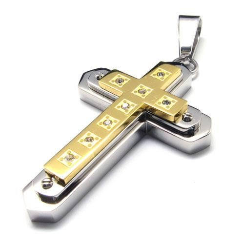 Купить крестик мужской из комбинированного золота с бриллиантами в ювелирной мастерской