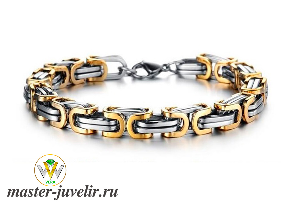 Купить мужской браслет из комбинированного золота белого и желтого в ювелирной мастерской