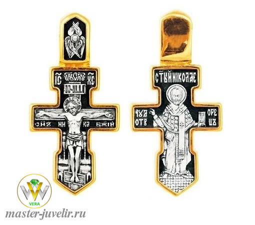 Купить православный крест распятие христово святитель николай чудотворец  в ювелирной мастерской