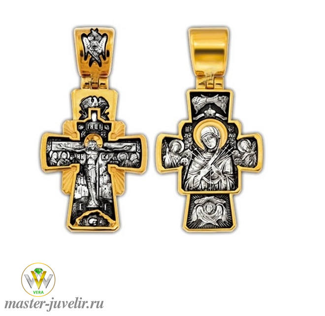 Купить православный крест распятие икона божией матери семистрельная в ювелирной мастерской