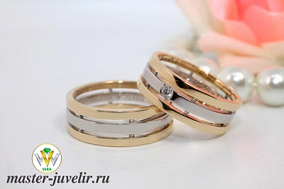 Обручальные кольца с бриллиантом с гравировкой