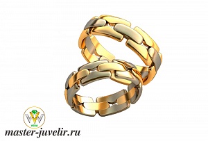 Обручальные кольца браслеты в желтом и белом золоте