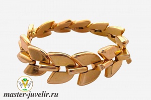 Необычный браслет в виде Лаврового венка изготовлен из желтого золота