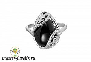Серебряное кольцо с опалом в виде капли