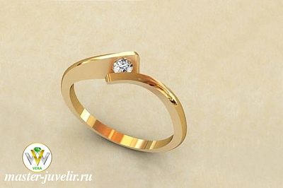 Элегантное золотое кольцо с бриллиантом