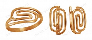 Комплект из золота 585 пробы: кольцо и серьги