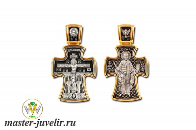Православный крестик Распятие Христово Святитель Николай Чудотворец 