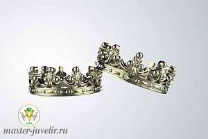 Обручальные кольца Короны из белого золота с бриллиантами