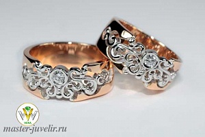 Эксклюзивные обручальные кольца в комбинированном золоте с бриллиантами