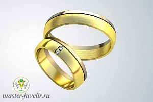 Классические обручальные кольца в комбинированном золоте с драгоценными камнями