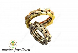 Эксклюзивные золотые обручальные кольца в виде браслета