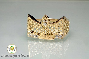 Эксклюзивное  кольцо из желтого золота с бриллиантами