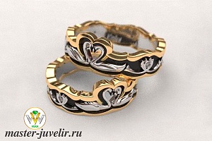 Обручальные кольца Лебеди с бриллиантами