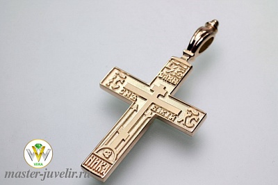 Крестик золотой православный с молитвой