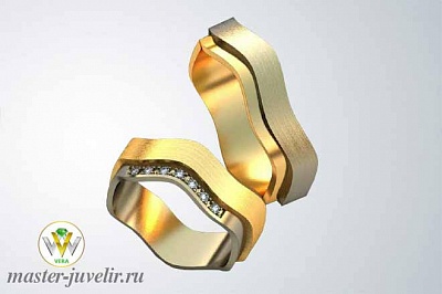 Необычные обручальные кольца из двух цветов золота 