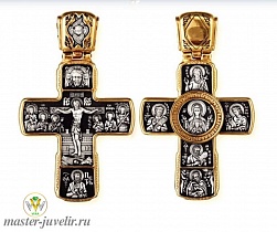 Православный крестик Распятие Христово с предстоящими. Икона Божией Матери Знамение с пророками Апостол Петр