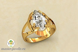 Женское  золотое кольцо с большим фианитом