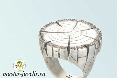 Дизайнерское серебряное кольцо Ствол дерева