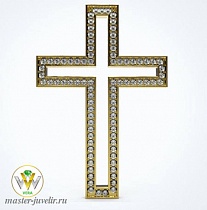 Золотой декоративный крестик с бриллиантами