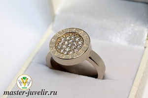 Золотое кольцо с бриллиантами реплика Bulgari