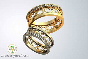 Красивые обручальные кольца с драгоценными камнями