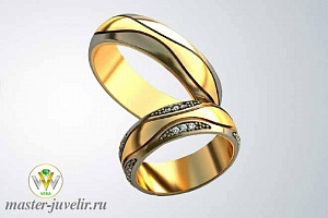 Обручальные кольца необычные двухцветные с бриллиантами