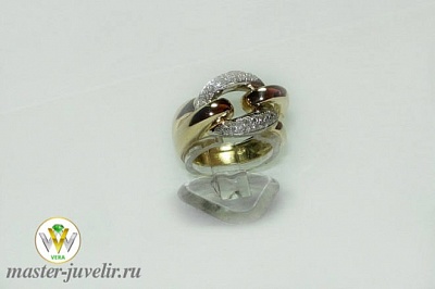 Кольцо из золота Бублик с бриллиантами