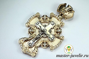 Золотой крестик эксклюзивный Королевский с бриллиантами