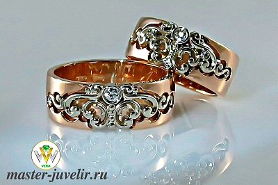 Эксклюзивные обручальные кольца в розовом и белом золоте