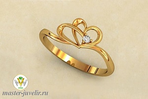 Утонченное золотое кольцо с бриллиантом