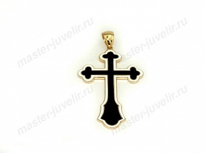 Золотой крестик с черной и белой эмалью